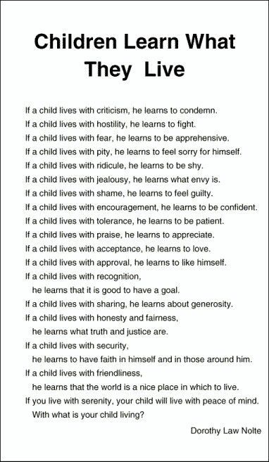 Children Learn What They Live